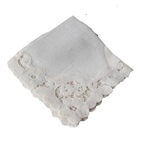 Handkerchief Hanky Hankie Vintage White Open Lace